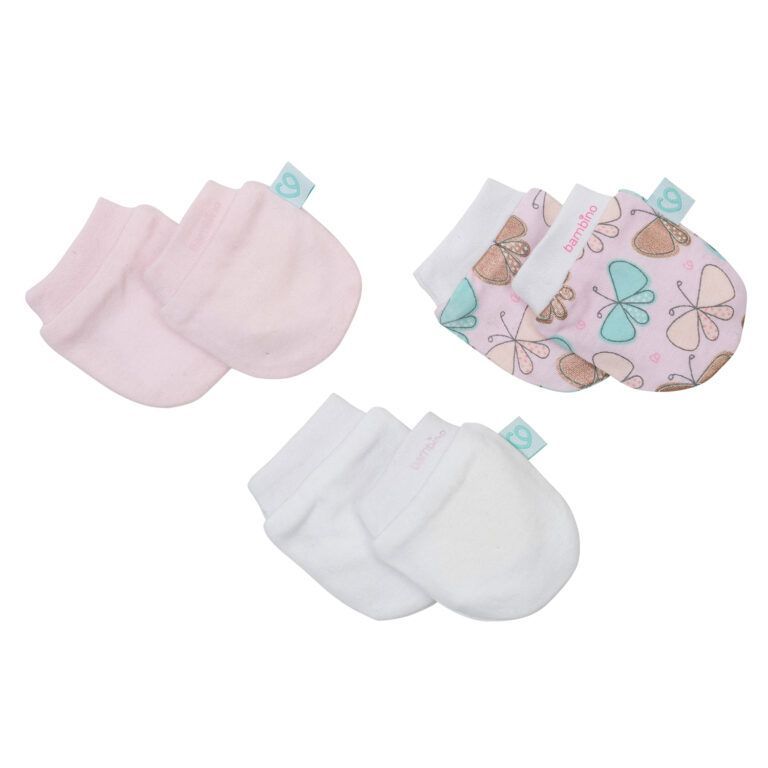 Set de 3 mitones rosados para bebé niña-1