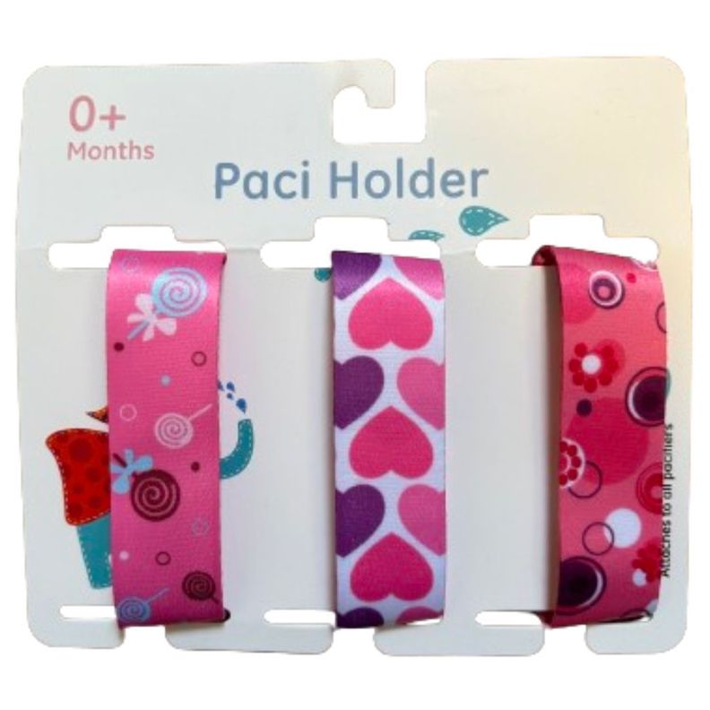 Set 3 porta chupete fucsia para bebé niña-0