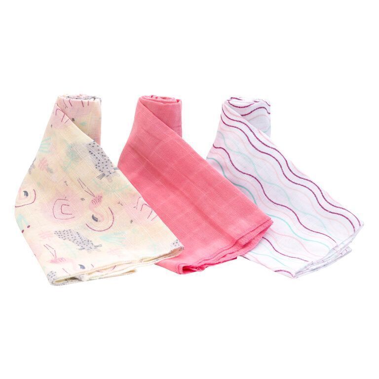 Set de 3 Pañales Tutos para bebé rosados flamencos-1