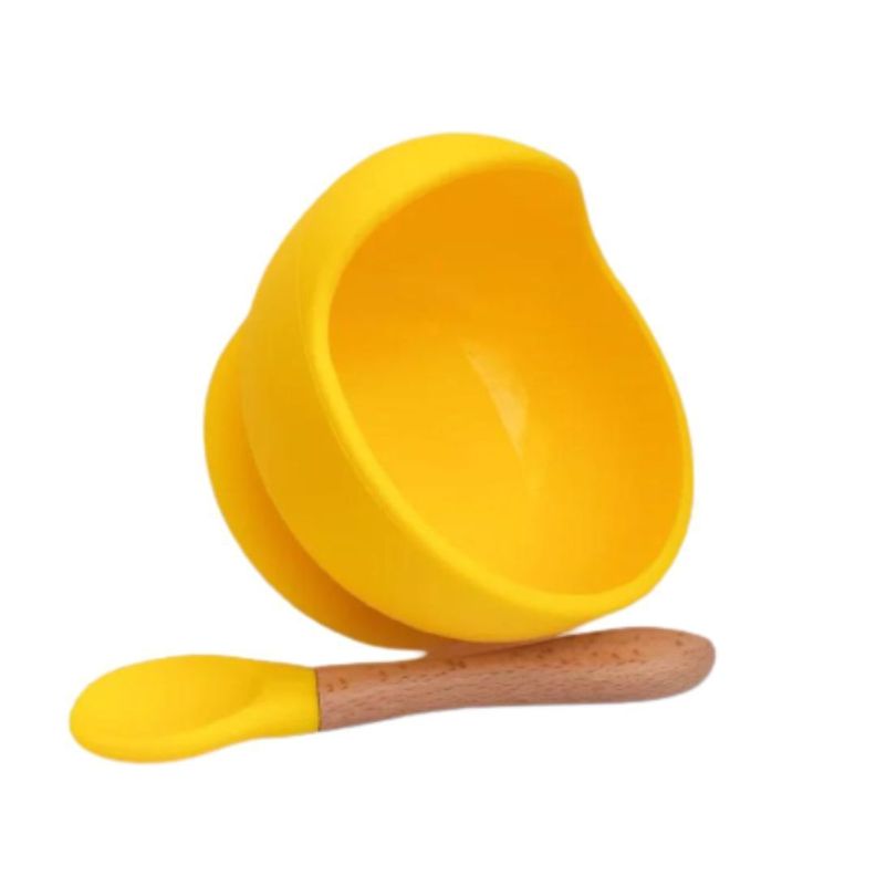 Plato de silicona y cuchara para bebé-0