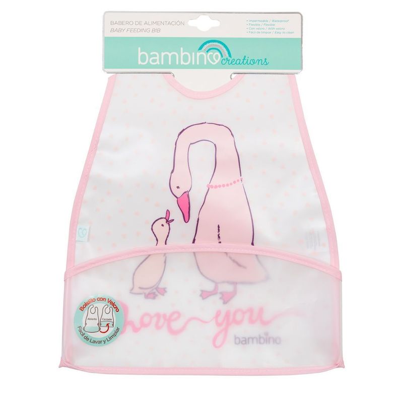 Babero impermeable rosado para bebé-0