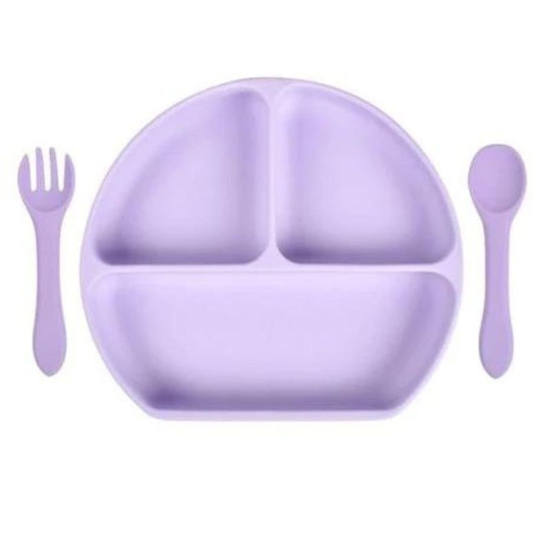 Plato de silicona con ventosa cuchara y tenedor-0