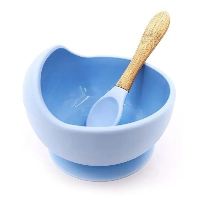 Plato de silicona y cuchara para bebé-0