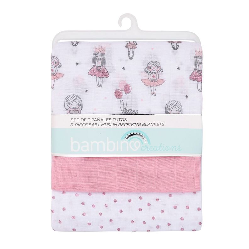 Set de 3 Pañales Tutos para bebé rosado bailarinas-0
