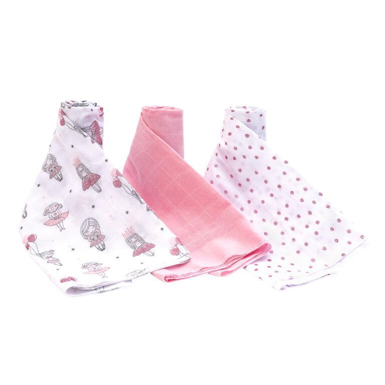 Set de 3 Pañales Tutos para bebé rosado bailarinas-1