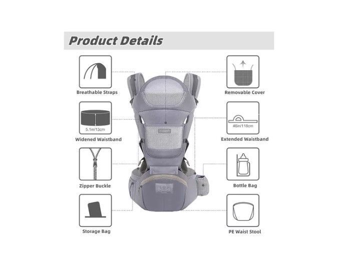 Mochila Porta Bebes Ergonómica Asiento Multifuncional 6 En 1-3