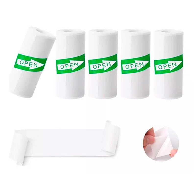 5 Rollos Papel Adhesivo Térmico Para Mini Impresora 58mm-0
