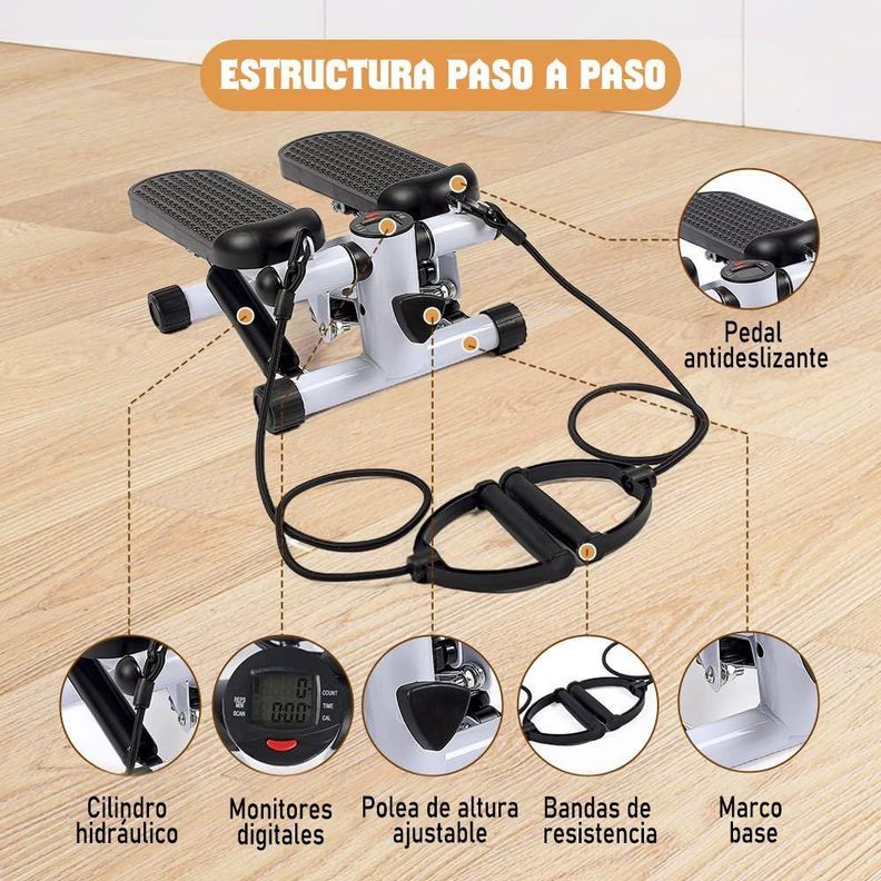 Mini Maquina Escaladora Ejercicios Stepper Bandas Elásticas-6