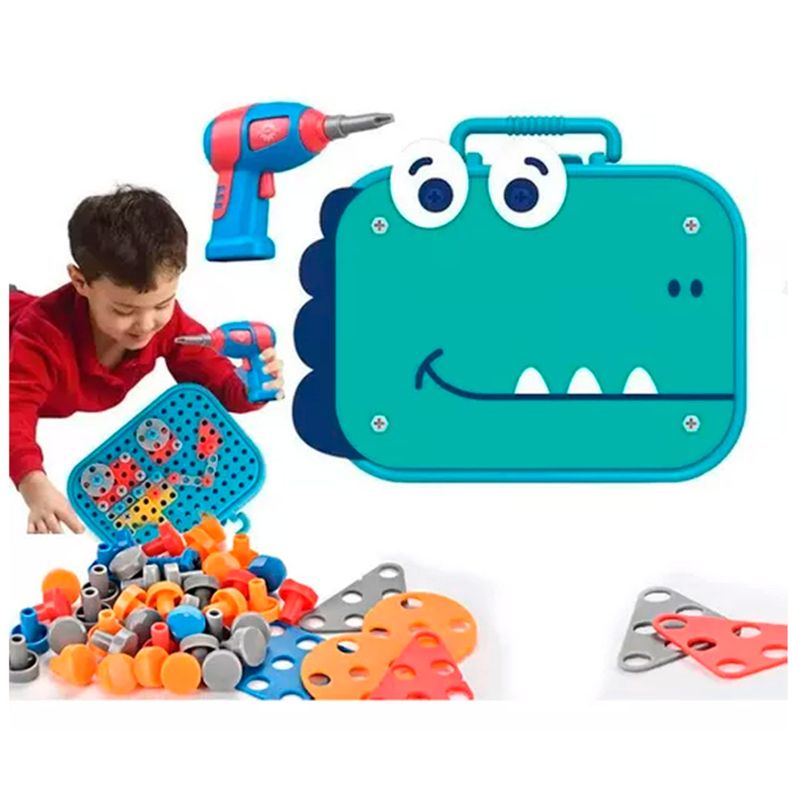 Juguete Puzzles 2d, 3d Herramienta Tornillos Taladro Dino-0