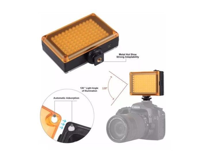 Foco De Cámara 96 Led Flash Batería Con 2 Filtros-4