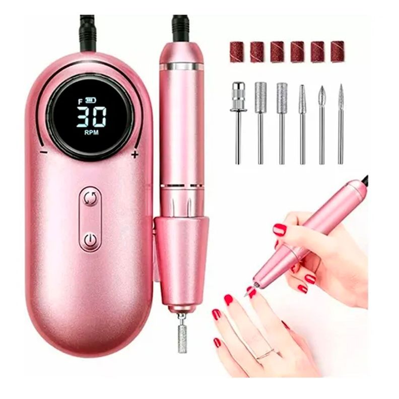 Torno De Uñas Inalámbrico Pantalla Lcd 30000 Rpm Manicura-0