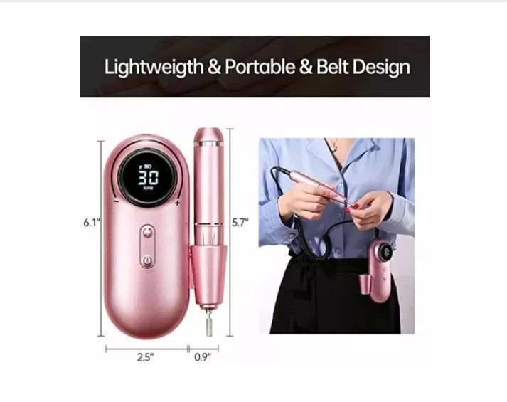 Torno De Uñas Inalámbrico Pantalla Lcd 30000 Rpm Manicura-2
