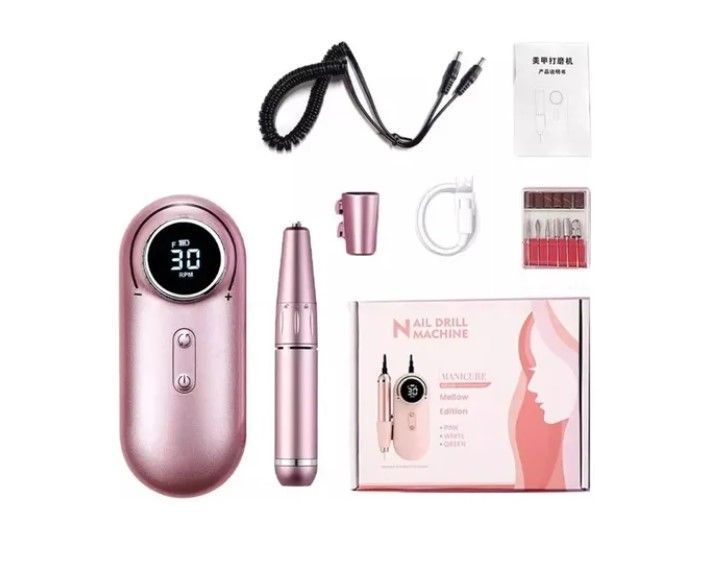 Torno De Uñas Inalámbrico Pantalla Lcd 30000 Rpm Manicura-6