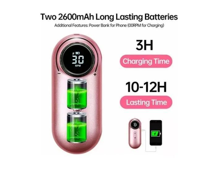 Torno De Uñas Inalámbrico Pantalla Lcd 30000 Rpm Manicura-7