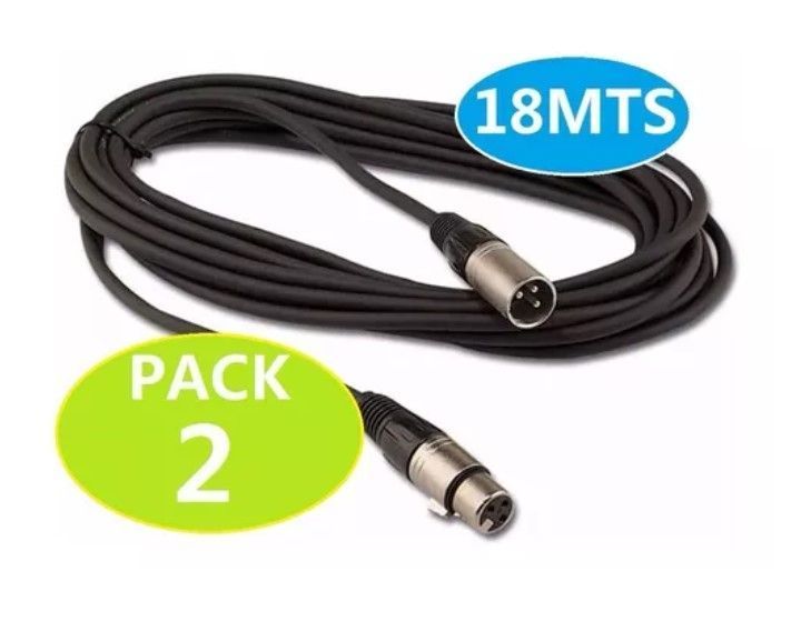 Pack X2 Cable Extensión Dmx - Xlr3 18metros-1
