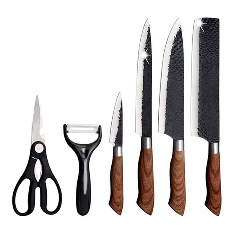 Set De Cuchillos Cocina Profesional Acero 6 Pzs Color Negro-0