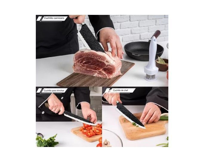 Set De Cuchillos Cocina Profesional Acero 6 Pzs Color Negro-3