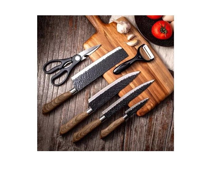 Set De Cuchillos Cocina Profesional Acero 6 Pzs Color Negro-4