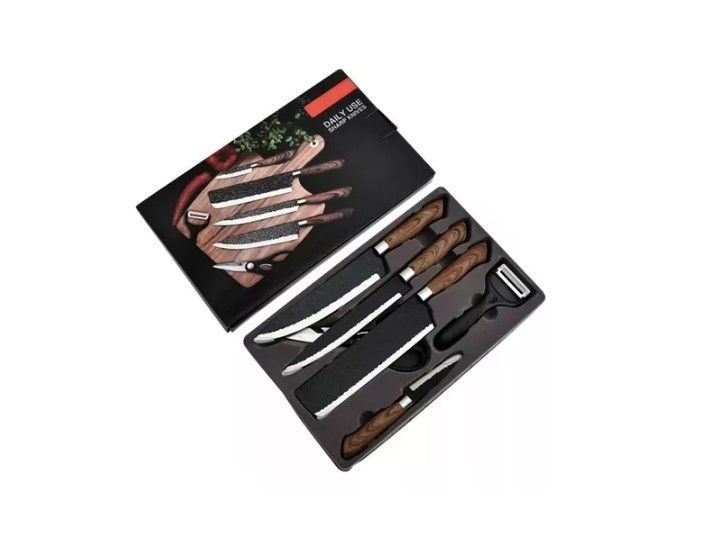 Set De Cuchillos Cocina Profesional Acero 6 Pzs Color Negro-7