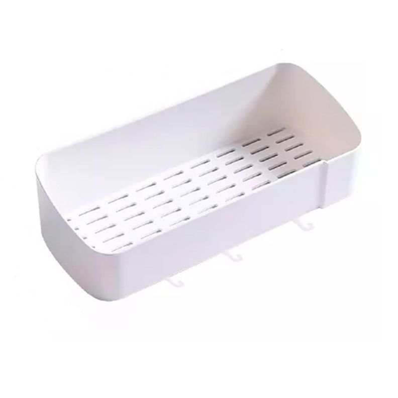 Estante Organizador Ducha Baño Cocina Plástico Adhesivo Con Perchas-0