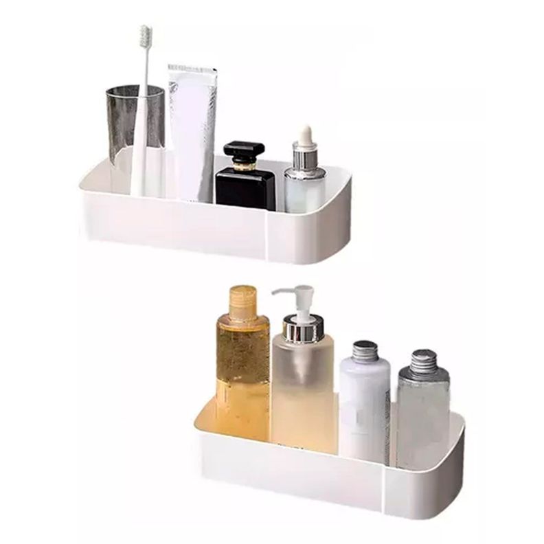 Estante Organizador Ducha Baño Cocina Plástico Adhesivo Con Perchas-2