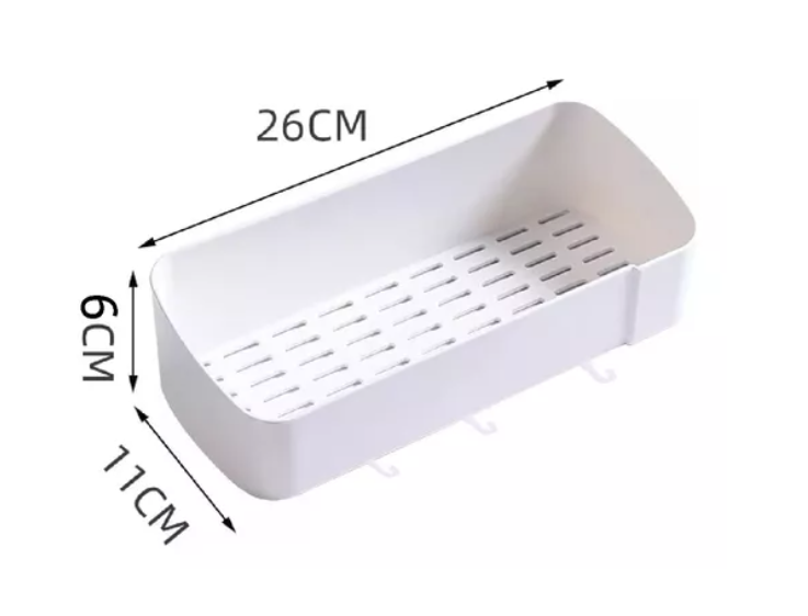 Estante Organizador Ducha Baño Cocina Plástico Adhesivo Con Perchas-4