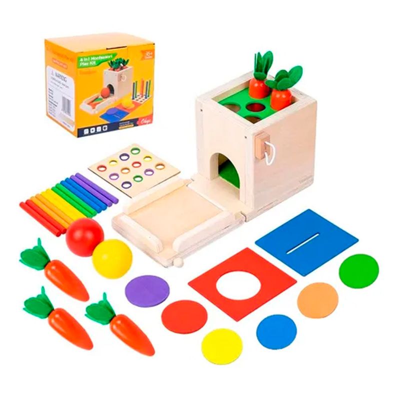 Juguete De Madera Cubo Encaje Didactico 4en1 Montesori Ninos