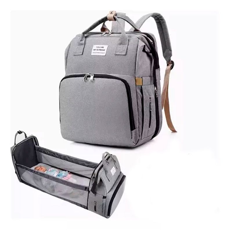 Bolsa Mochila Pañalera Para Mamá Cama De Bebé Plegable-0