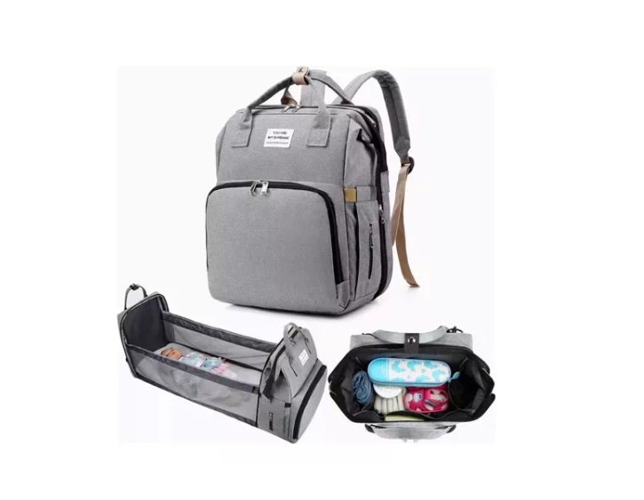 Bolsa Mochila Pañalera Para Mamá Cama De Bebé Plegable-2