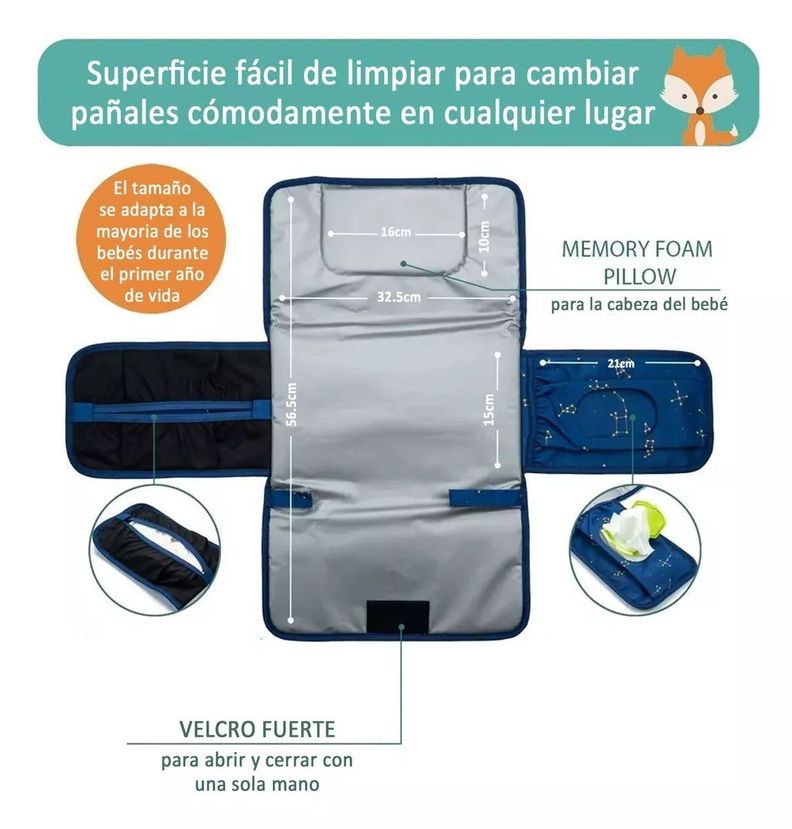 Mudador Cambiador Plegable Y Portátil Para Cambiar Pañales-3