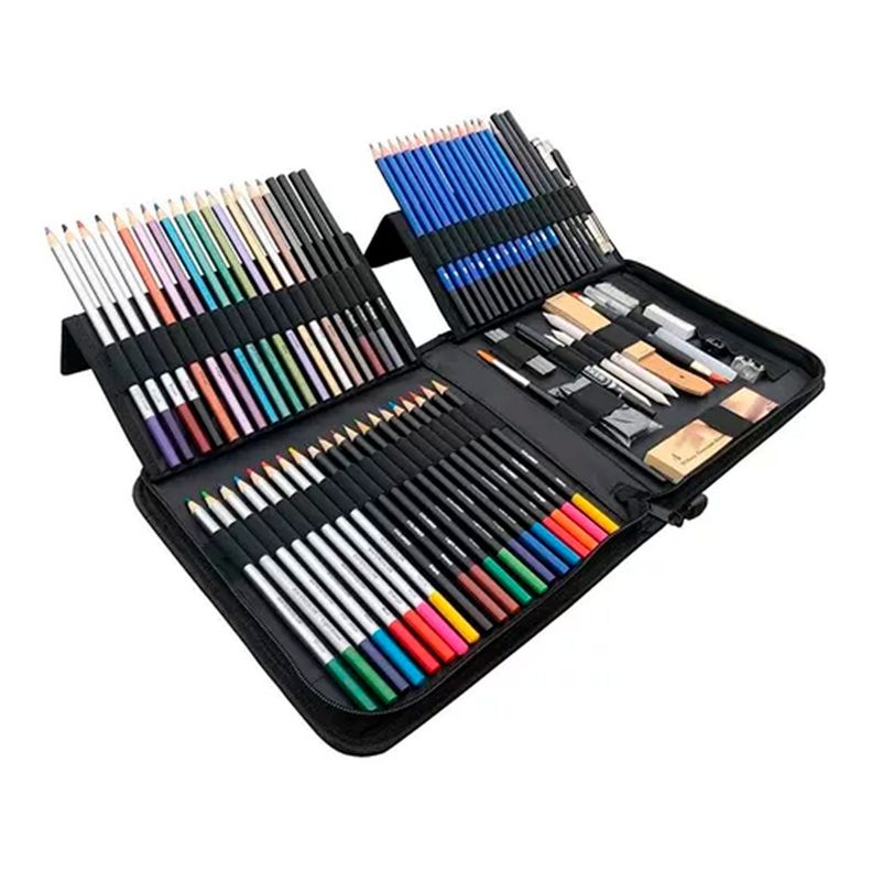 Set Lapices Colores 83 Pzs Dibujo Profesional Estuche-0