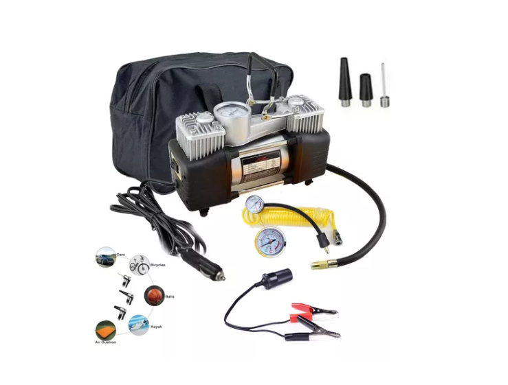 Inflador Electrico 12v Doble Cilindro Auto Bicicletas Pelota-1