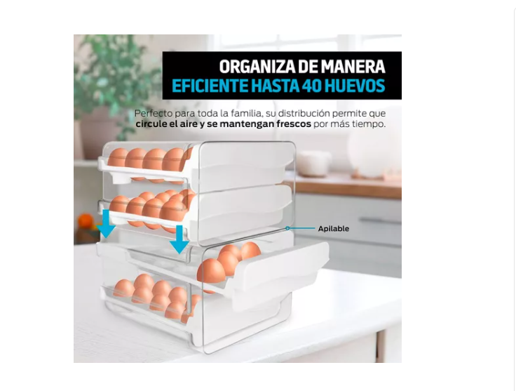 Organizador De Huevos Caja Para 40 Huevos 2 Niveles-5