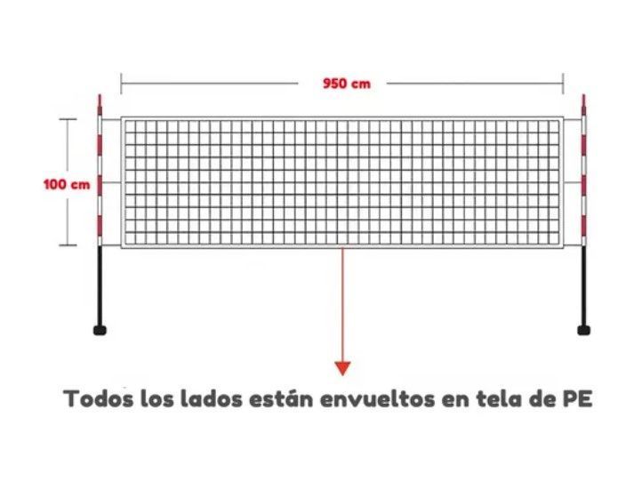 Red Malla De Voley 950cm X 100cm Borde Cubierto-5