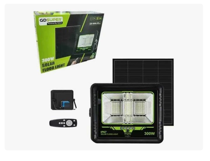 Foco Solar Reflector 300w Ip67 + Panel Solar +control Remoto