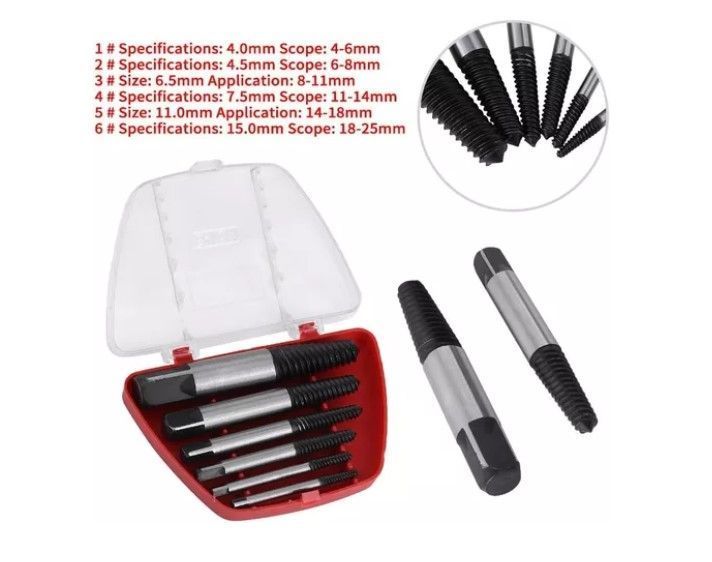 Juego Set Brocas Extractor De Tornillos Colas Chancho 6pcs-2