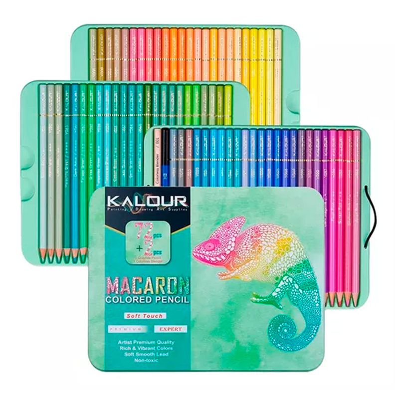Set 72 Lápices Colores Macaron, Dibujo Arte Caja Metálica-0