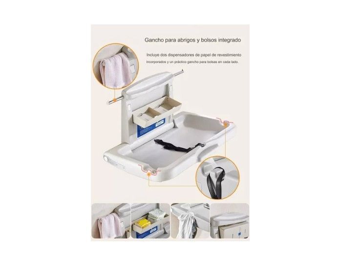Mudador Cambiador Plegable Para Bebe Horizontal Baño Público-2