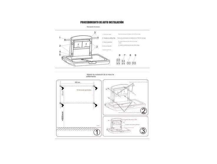 Mudador Cambiador Plegable Para Bebe Horizontal Baño Público-3