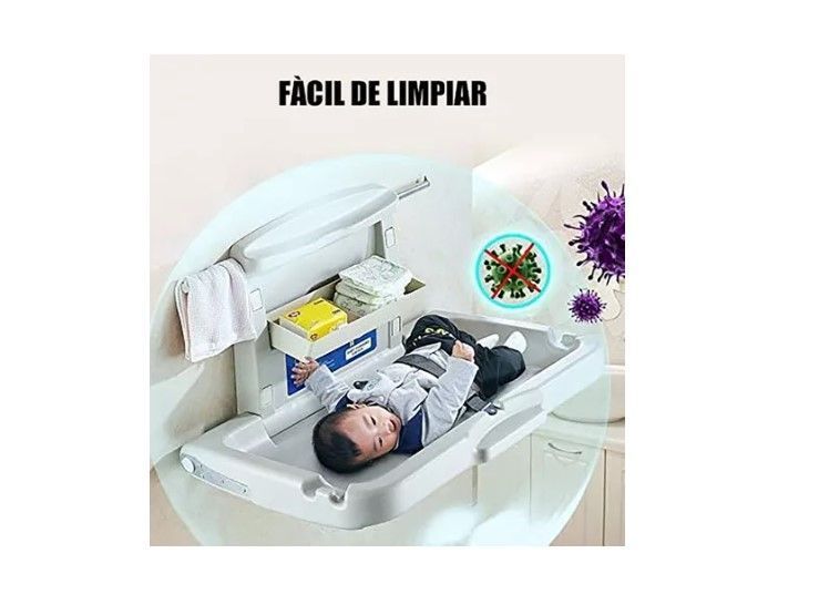 Mudador Cambiador Plegable Para Bebe Horizontal Baño Público-6