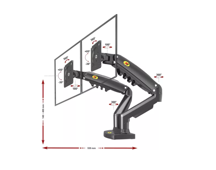 Soporte Ergonómico De Mesa Para Tv/monitor 2 Brazos 17-27-2