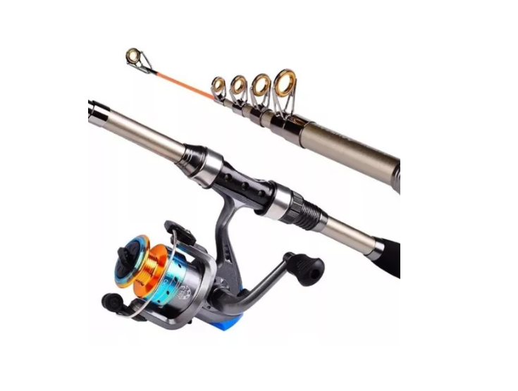 Kit Pesca 1.8m Caña Carrete Señuelo Accesorio Bolsa Completo-1