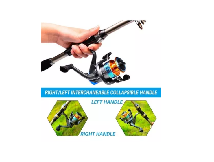 Kit Pesca 1.8m Caña Carrete Señuelo Accesorio Bolsa Completo-6