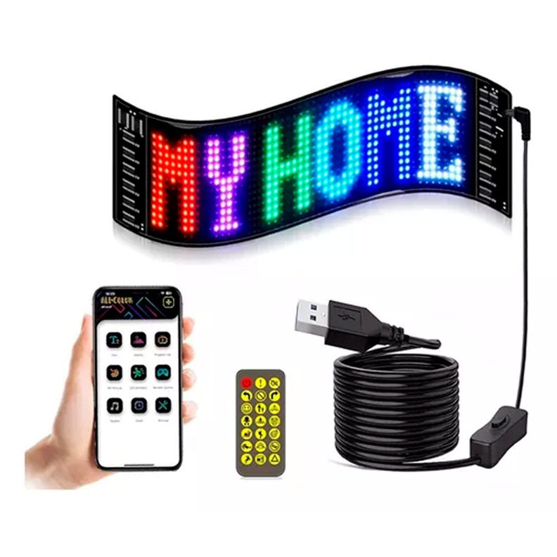 Letrero Led Matrix Flexible Rgb App Control Usb Auto 16x64