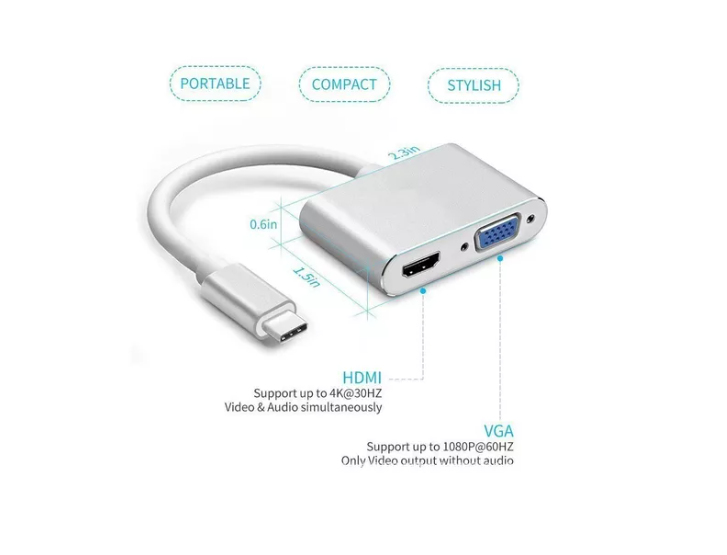 Adaptador Usb Tipo C A Hdmi Y Vga-3