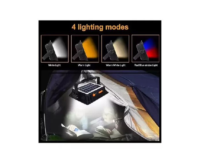 Foco Led 400w Portátil Solar Recargable Panel Sola Extraíble-7