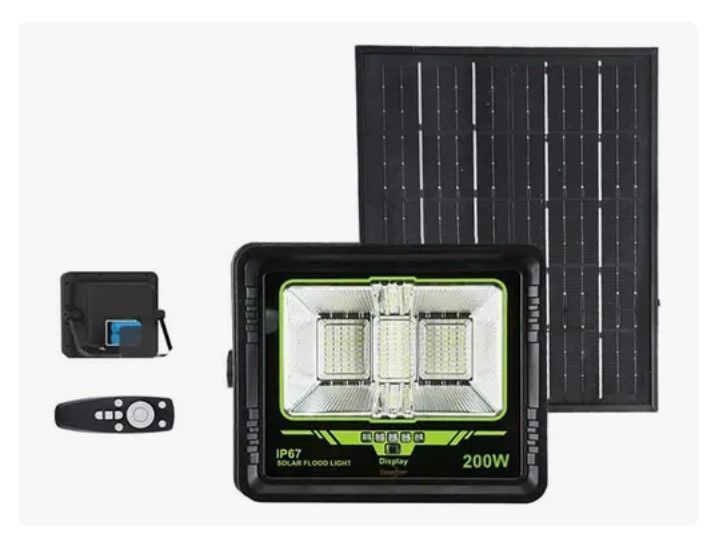 Foco Solar Reflector 200w Ip67 + Panel Solar +control Remoto