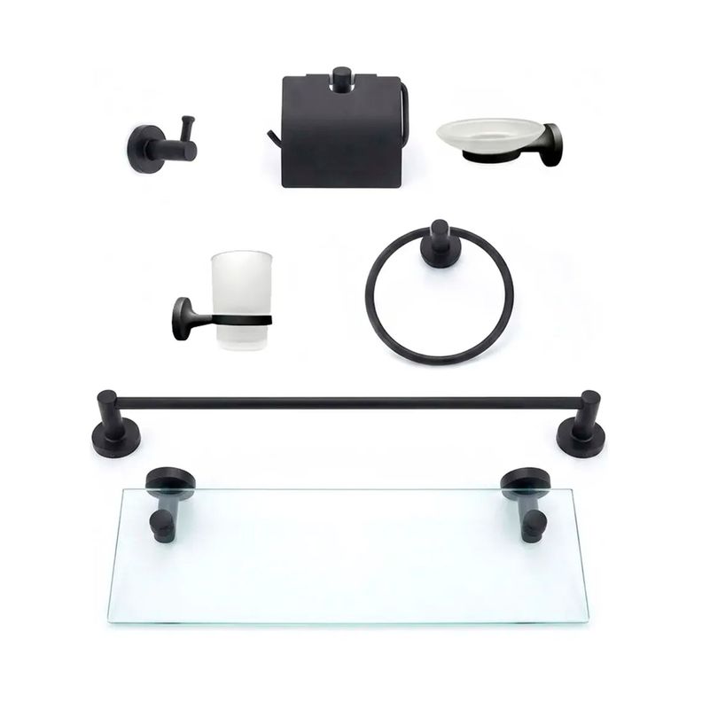 Set De Bano 7 Accesorios De Acero Inoxidable Toallero