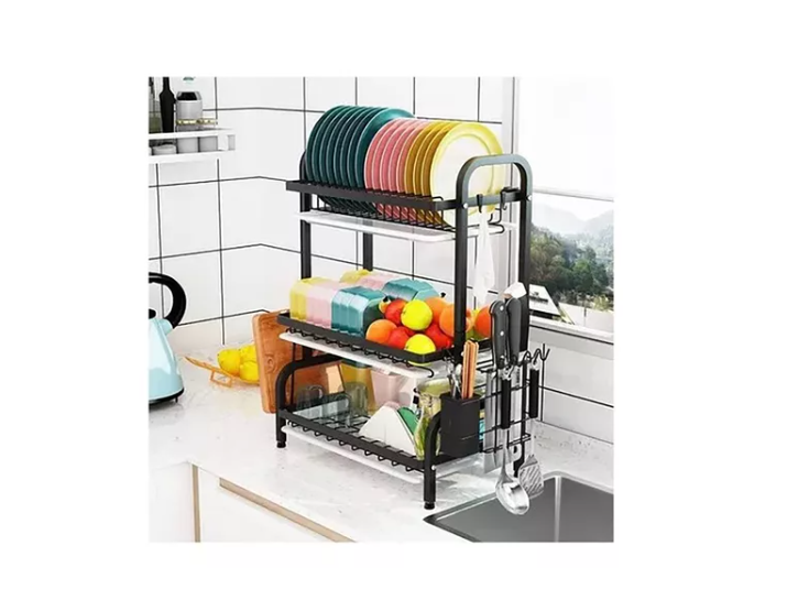 Secador Escurridor De Loza Platos 3 Niveles / Negro-3