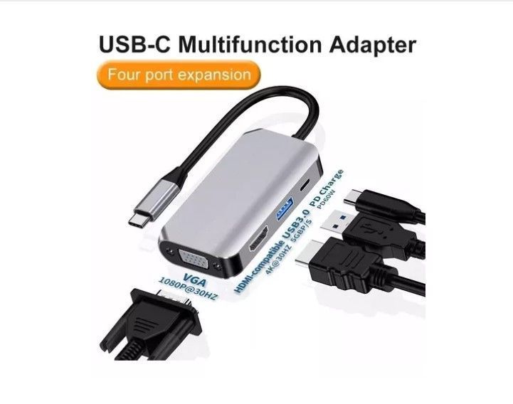 Adaptador Conversor Tipo-c A Hdtv+vga+usb 3.0+pd-1